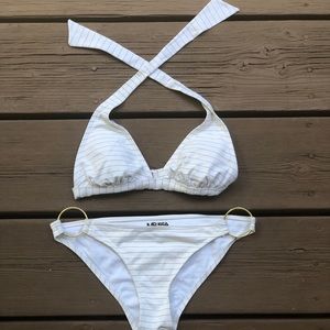 ✨ White and Gold Striped Bikini ✨